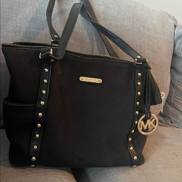 Michael Kors Black Fabric with Gold Logo Plate - Picture 1 of 11